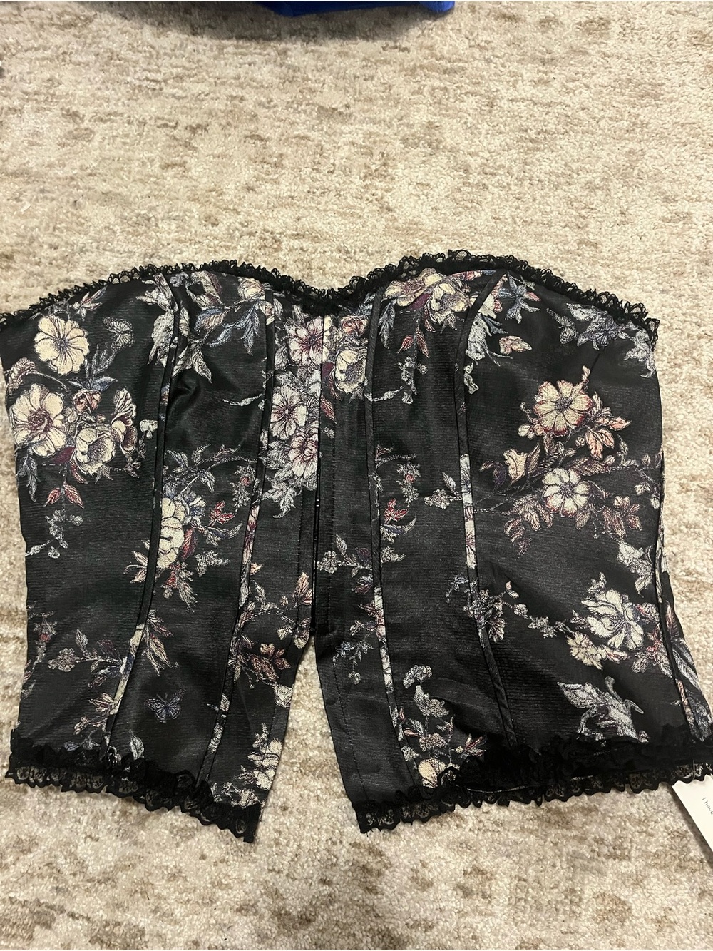Reformation Black Lace-Trim Bustier Top
